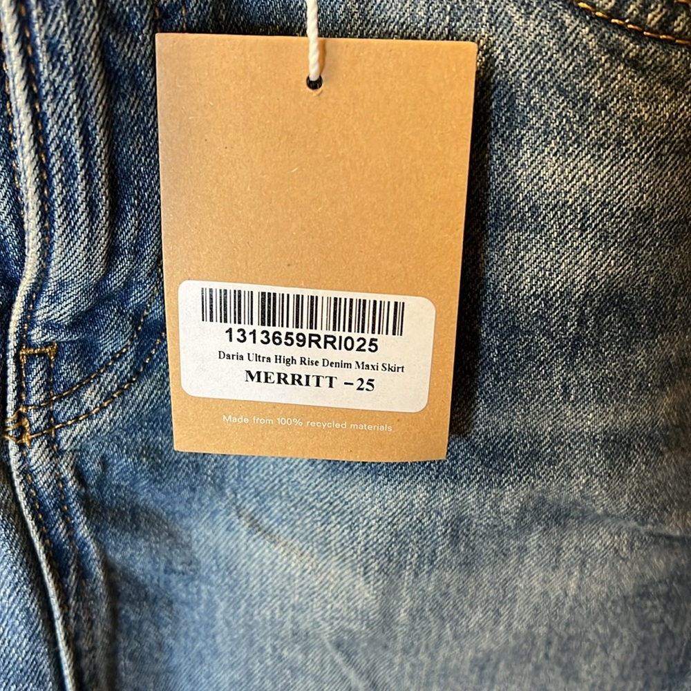 Reformation Daria Ultra High Rise Denim Maxi Skirt 25 - Picture 4 of 6